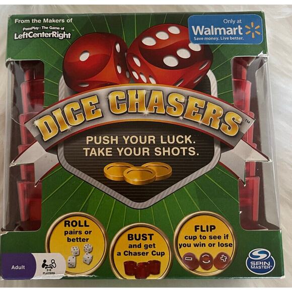 Dice Chasers Push Luck Take Shots Roll Bust Flip Red Spin Master new game adult - Picture 1 of 2